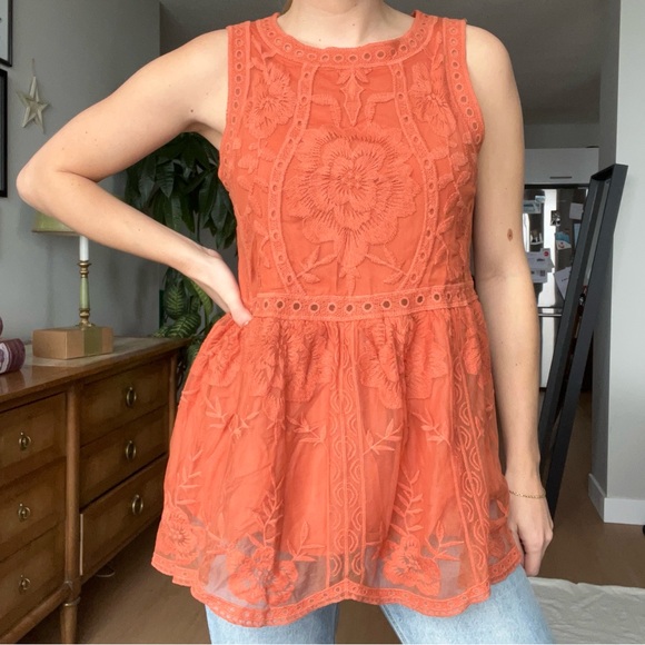 Anthropologie Orange Sleeveless Blouse - Picture 3 of 9